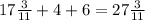 17 \frac{3}{11} +4+6=27 \frac{3}{11}