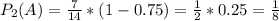 P_{2}(A)=\frac{7}{14}*(1-0.75)=\frac{1}{2}*0.25=\frac{1}{8}