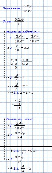 Сократите дробь 2x²y/10xy² 24m³n/16m²n²