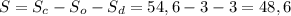 S=S_c-S_o-S_d=54,6-3-3=48,6