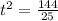 t^{2} = \frac{144}{25}