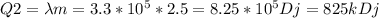 Q2=\lambda m=3.3*10 ^{5} *2.5=8.25*10 ^{5} Dj=825kDj