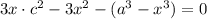 3x\cdot c^2 - 3x^2\cdotC - (a^3-x^3) = 0