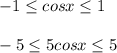 -1 \leq cosx \leq 1\\\\-5 \leq 5cosx \leq 5