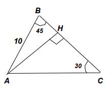 Дано треугольник авс. aв=10 см. угол в 45 градусов. угол с 60 градусов. найти ас.