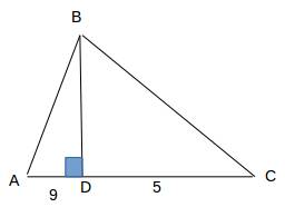 Высота bd треугольника авс делит противоположную сторону на части ad=9, cd=5 найдите длину стороны а