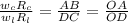 \frac{w_{c}R_{c}}{w_{l}R_{l}}= \frac{AB}{DC} =\frac{OA}{OD}