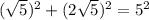 (\sqrt{5})^{2}+(2\sqrt{5})^{2}=5^{2}