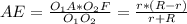 AE= \frac{O_{1}A*O_{2}F}{O_{1}O_{2}}=\frac{r*(R-r)}{r+R}}