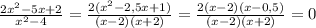 \frac{ 2x^{2}-5x+2}{ x^{2} -4} = \frac{2( x^{2} -2,5x+1)}{(x-2)(x+2)} = \frac{2(x-2)(x-0,5)}{(x-2)(x+2)} =0