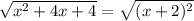 \sqrt{ x^{2} +4x +4 } = \sqrt{(x+2)^{2} }