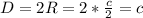 D=2R=2*\frac{c}{2}=c