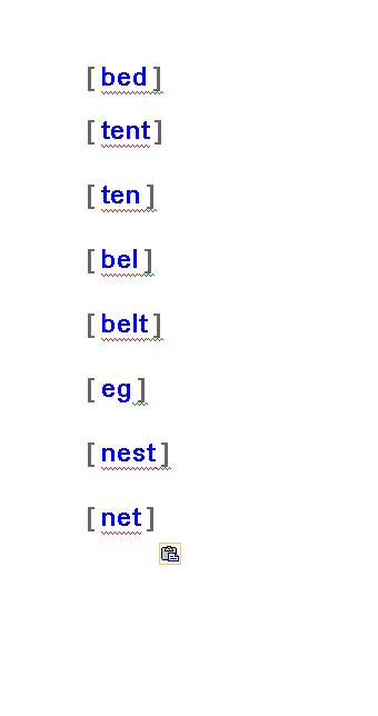 Транскрипцию слов bed,tent,ten,bell,belt,egg,nest,net