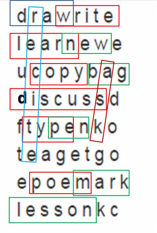 Do the crossword puzzle find 8-10 verbs on the topic school. write them down d r a w r i t e l e a r