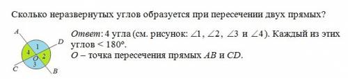 Сколько неразвернутых углов образует при пересечении двух прямых