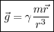 \boxed{\vec g=\gamma \frac {m\vec r}{r^3}}