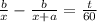 \frac{b}{x}-\frac{b}{x+a}=\frac{t}{60}