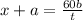 x+a=\frac{60b}{t}