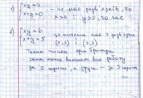 2бригади робітників, працюючи разом , можуть виконати роботу за 3 год 36 хв. якби 1-ша бригада працю