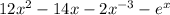 12 {x}^{2} - 14x - 2 {x}^{ - 3} - {e}^{x}