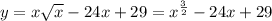 y= x\sqrt{x} -24x+29= x^{\frac{3}{2}} - 24x + 29