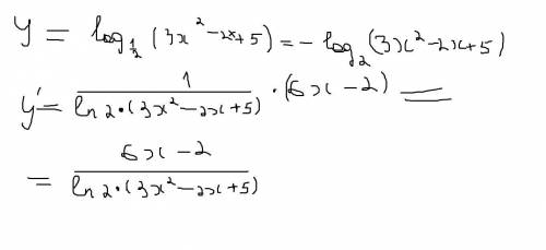 Y=log1/2(3x^2-2x+5) найдите производную