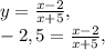 y= \frac{x-2}{x+5}, \\ -2,5= \frac{x-2}{x+5},