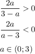 \dfrac{2a}{3-a}0\\\\\dfrac{2a}{a-3}<0\\\\a\in(0;3)