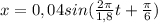 x=0,04sin( \frac{2\pi}{1,8}t+ \frac{ \pi }{6})