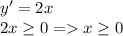 y'=2x\\2x\geq0=x\geq0