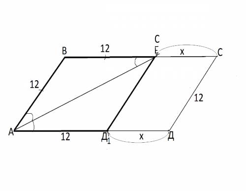 Решите в параллелограмме авсд проведена биссектриса угла вад, которая пересекает вс в точке е. 1) до