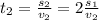 t_2 = \frac{s_2}{v_2} = 2 \frac{s_1}{v_2}