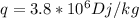 q=3.8*10 ^{6} Dj/kg