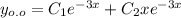 y_{o.o}=C_1e^{-3x}+C_2xe^{-3x}