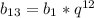 b_{13}=b_{1}*q^{12}