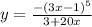 y=\frac{-(3x-1)^5}{3+20x}