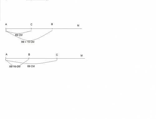 На луче ам отложили отрезки ав и ас , ас=89см.найдите длину отрезка вс, если: а)ав на 15см длинее ас