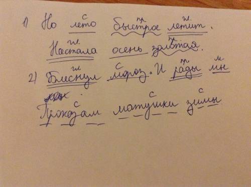 Нужно сделать синтаксический разбор. 1.но лето быстрое летит. настала осень золотая. 2. блеснул моро