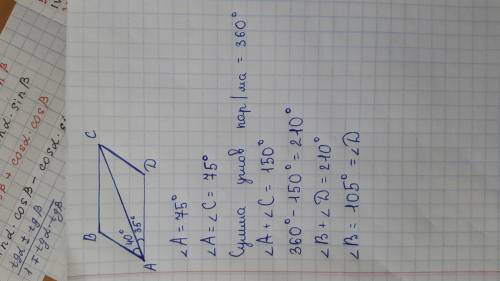 Одна из диагоналей параллелограмма образует с его сторонами углы, градусные меры которых равны 40°и