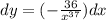 dy=(-\frac{36}{x^{37}})dx