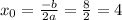 x_0= \frac{-b}{2a}= \frac{8}{2}=4