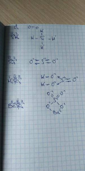 Составить структурные формулы веществ: o2 ; sih4 ; so2 ; h2so3 ; baso40 ​