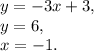 y=-3x+3, \\ y=6, \\&#10;x=-1.