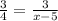 \frac{3}{4} = \frac{3}{x-5}