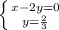 \left \{ {{x-2y=0} \atop {y= \frac{2}{3} }} \right.