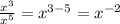 \frac{ x^{3} }{ x^{5} }= x^{3-5}= x^{-2}