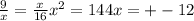 \frac{9}{x} = \frac{x}{16} x^{2 } =144&#10; x=+-12