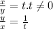 \frac{x}{y} =t. t \neq 0\\ \frac{y}{x}= \frac{1}{t}