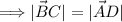 $\stackrel{}{\Longrightarrow}|\vec BC|=|\vec AD|