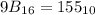 9B_{16} = 155_{10}